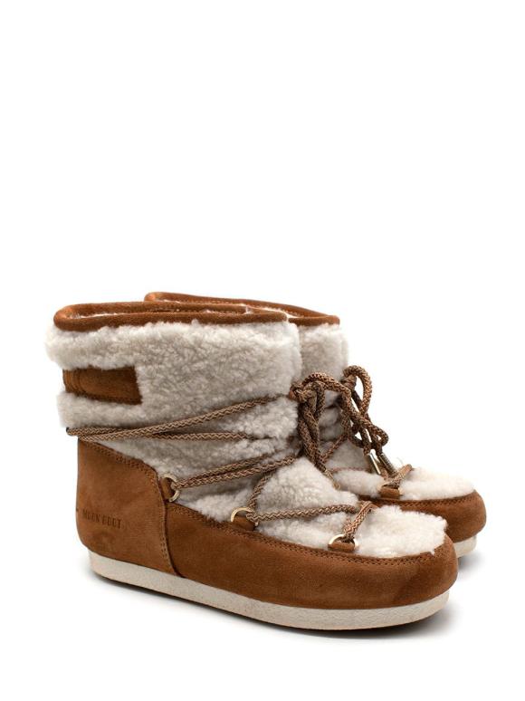 Moon Boot LAB69 Dark Side Low Cream Shearling Boots