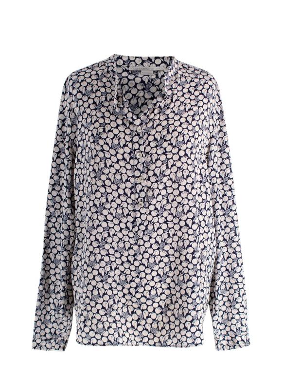 Stella McCartney Navy Lemon Print Silk Shirt