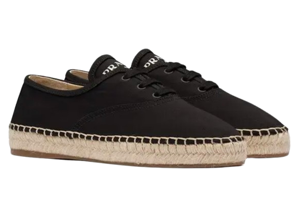 Prada Black Lace-Up Espadrille Sneakers