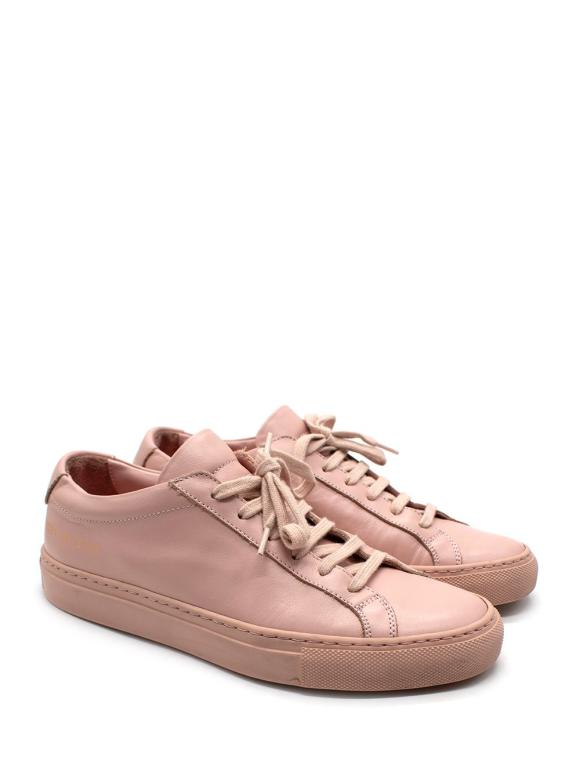 Common Project Pink Leather Low Top Trainers