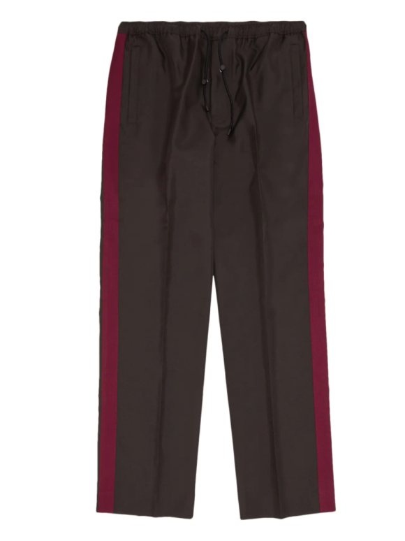 Lanvin Brown Track Pants with Red Stripes