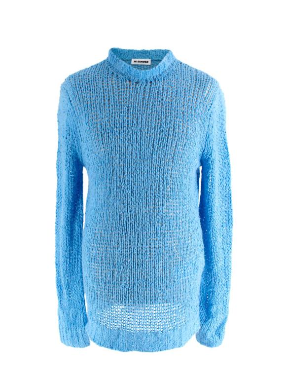 Jil Sander Blue Knitted Linen Jumper