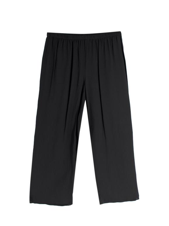Eileen Fisher Black Pleated Wide Leg Trousers