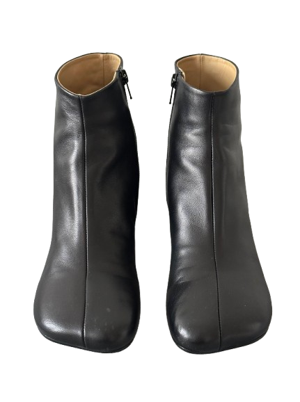 MM6 Black Leather Anatomic Ankle Boots