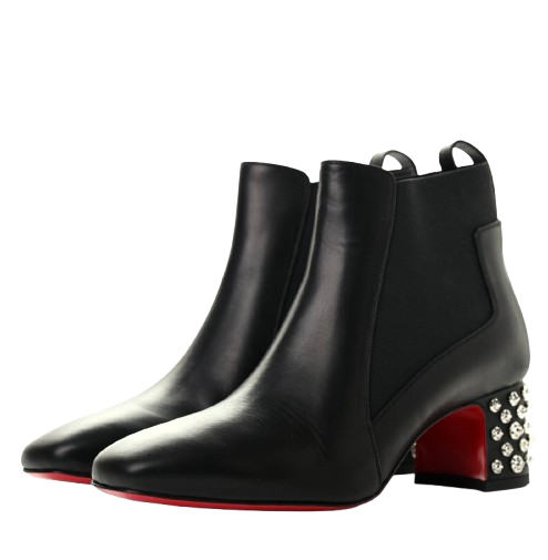Christian Louboutin Black Leather Study Heeled Boots