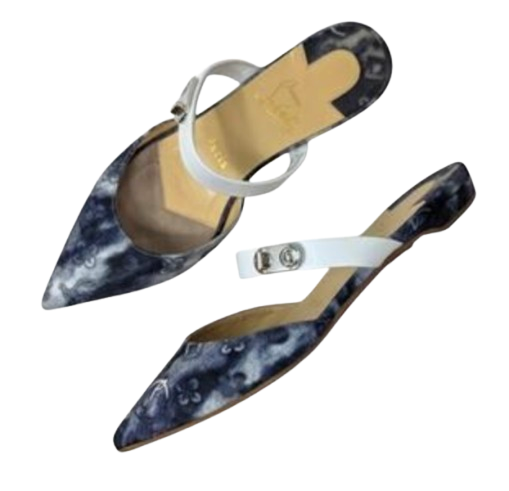 Christian Louboutin Denim Choc Lock Pointed Mules