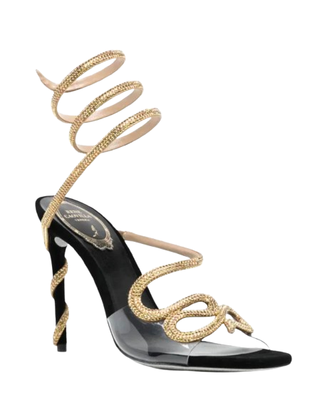 Rene Caovilla Crystal Embellished Satin Snake Sandals