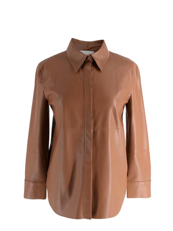 Nanushka Milk Chocolate Brown Faux Leather Shirt/Jacket