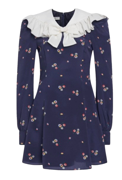 Alessandra Rich Floral Blue Mini Dress