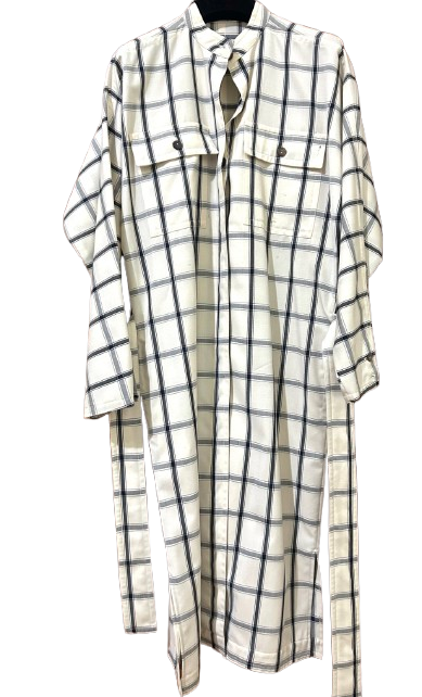 Maison Martin Margiela Virgin Wool Black And White Checked Shirt Dress