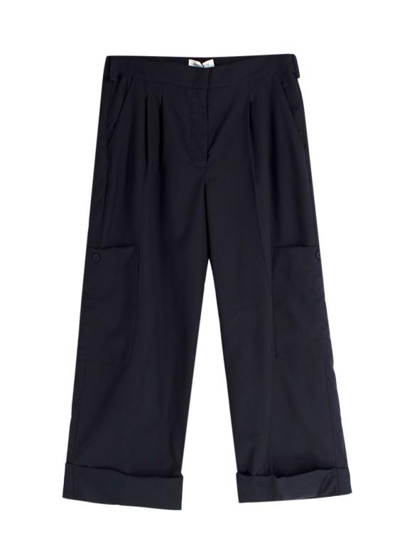 Serena Bute Navy Wool Tapered Cargo Trouser