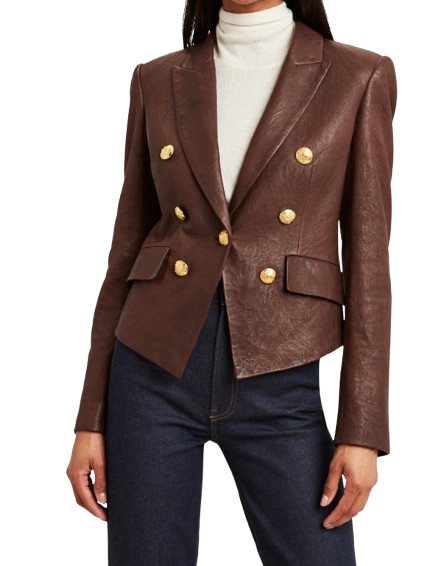 Veronica Beard Brown Lamb Leather Jacket
