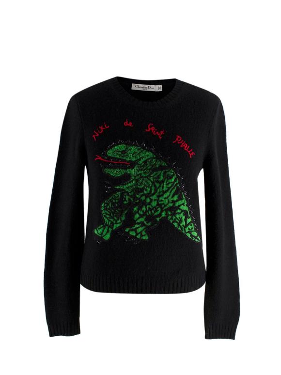 Dior Green Dinosaur Black Cashmere Knit