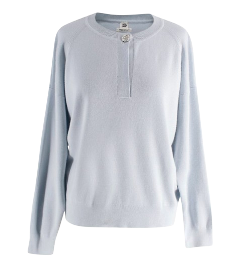 Hermes Hermès Pale Blue Silk and Cashmere Blend Knit Sweater