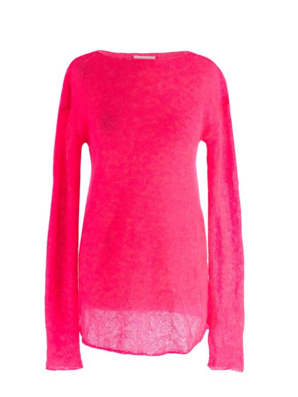 Raey Neon Pink Open Knit Mohair And Wool-Blend Jumper