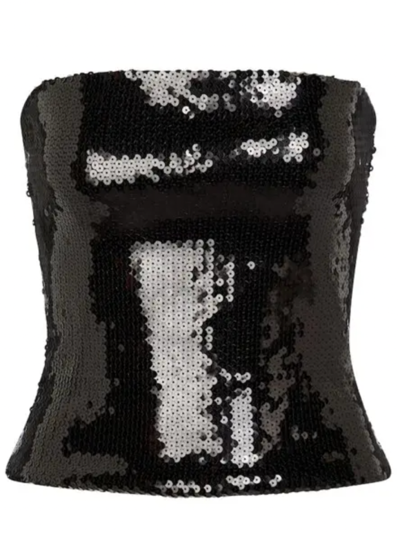 Alexander Vauthier Black Sequin Bandeau Top