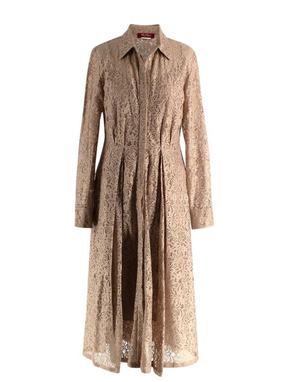 Max Mara Beige Lace Midi Dress