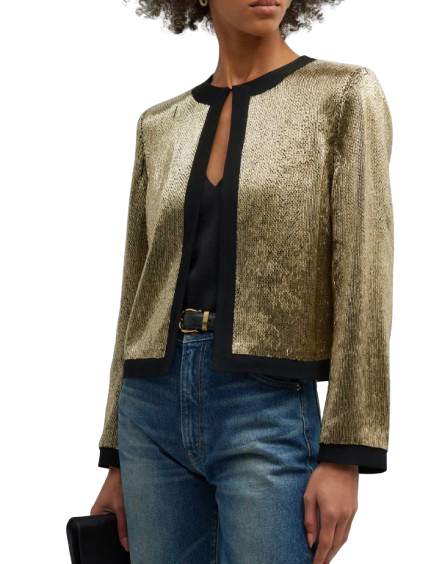 Nili Lotan Gold Sequin Short Jacket