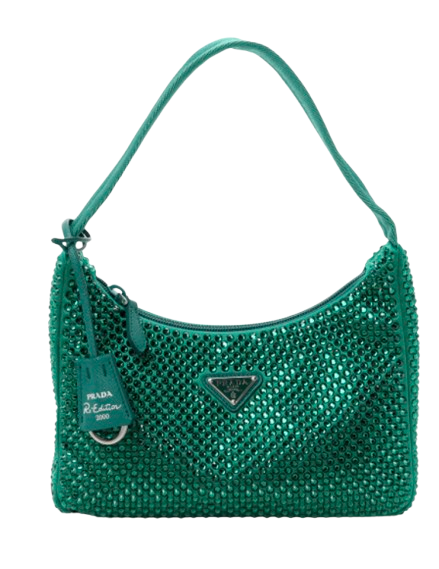 Prada Mango Green Re-Edition 2000 Crystal Bag