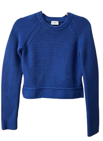 Ferragamo Blue Cotton/Silk Blend Sweater