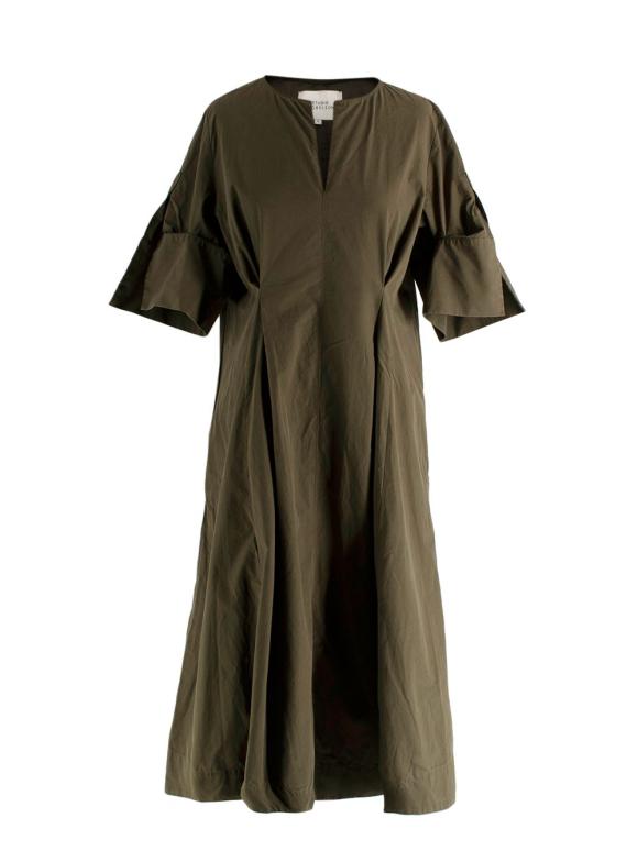 Studio Nicholson Cotton Poplin Olive Midi Dress