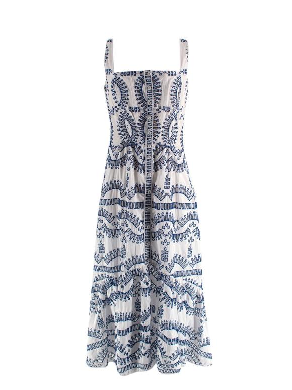 Charo Ruiz Nissy Blue and White Midi Dress