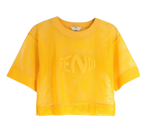 Fendi Dark Yellow Fishnet Crop Top