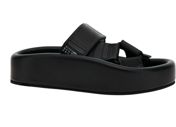 MM6 Black Leather Sandals