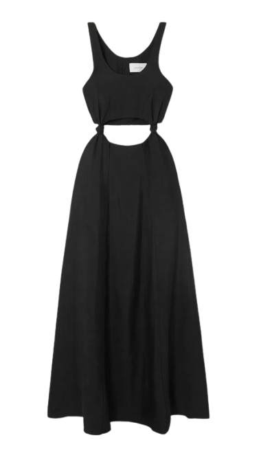 Bondi Born Black Tenerife Knotted Cutout Gauze Midi Dress