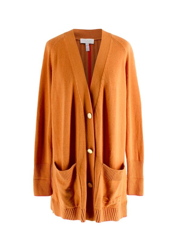Escada Pumpkin Orange Knit Cardigan