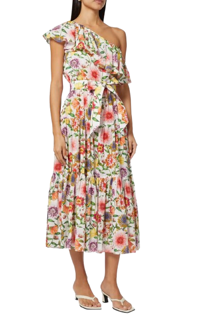 Borgo De Nor Petra Floral One Shoulder Dress