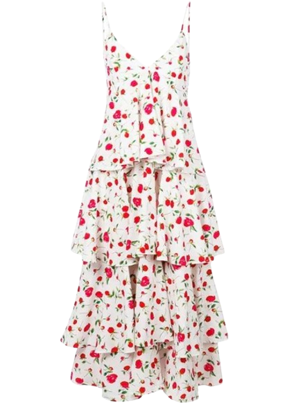 Dodo Bar Or Rose Print Tiered Midi Dress