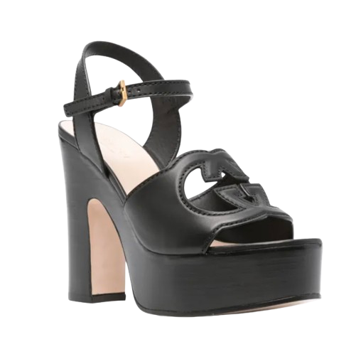 Gucci Black Leather GG Sandals