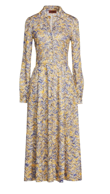 Missoni Blue And Yellow Weave Knit Midi Dress