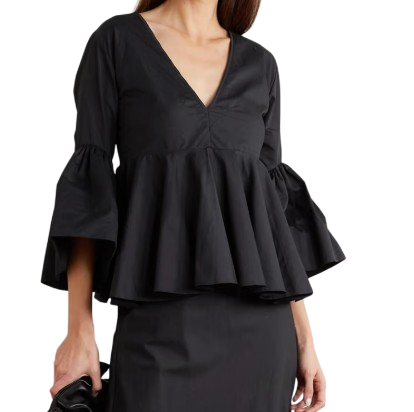 Kalita Black Cotton Peplum Top