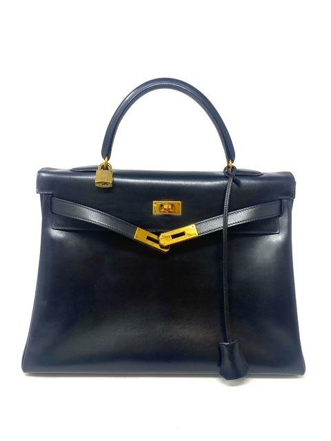Hermes 1995 Black Box Leather Kelly 35