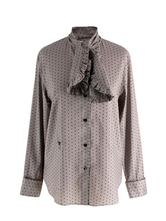 Dior Grey Polka Dot Silk Blouse