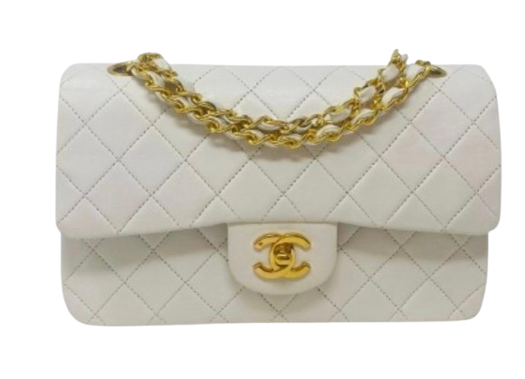 Chanel White Quilted Double Flap Bag