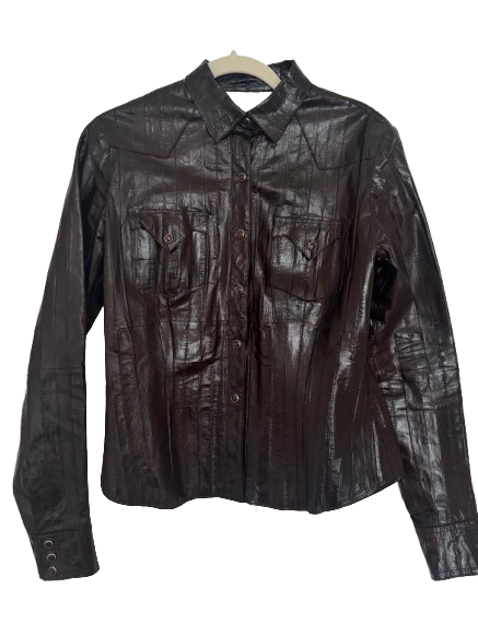 Galiiano For Dior Black Leather Shirt Jacket