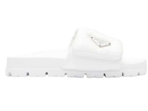 Prada White Soft Rubber Slides