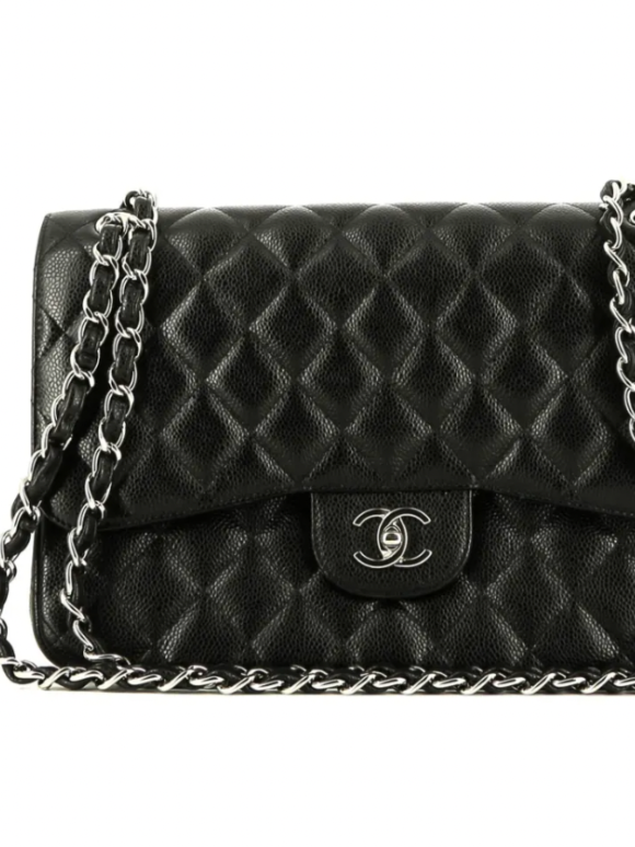 Chanel Black Quilted Lamsbkin Jumbo Timeless Shoulder Bag