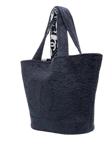 Chanel Navy/White Camlia Print Terry Bag, Towel And Pouch