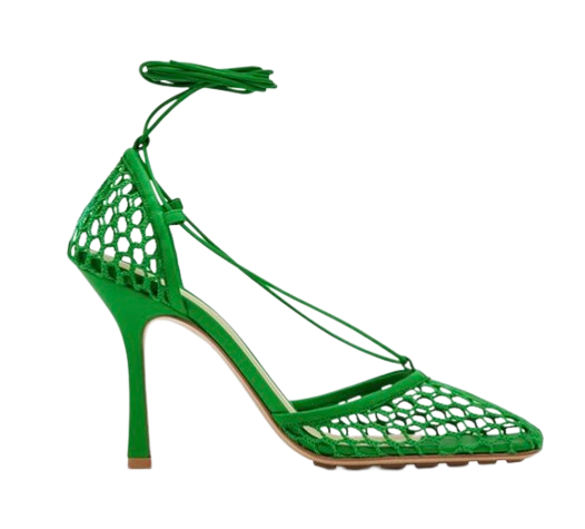 Bottega Veneta Parrot Green Mesh Sandals