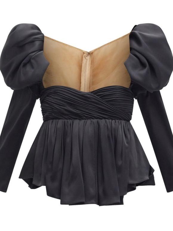 Khaite Black Kim Puff Sleeve Top