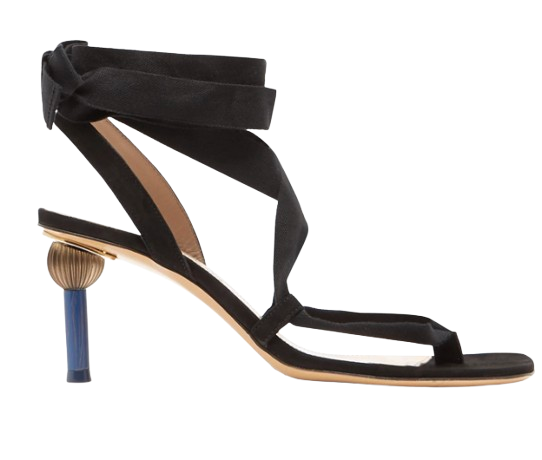 Jacquemus Black Suede Sandals With Ornate Heels