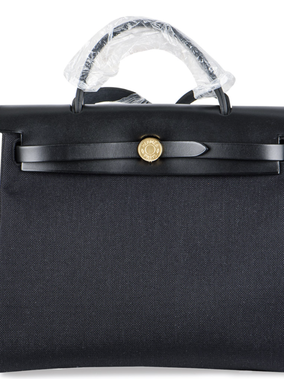 Hermes Hermès Noir/ Hunter Zip Retourne 31cm Herbag