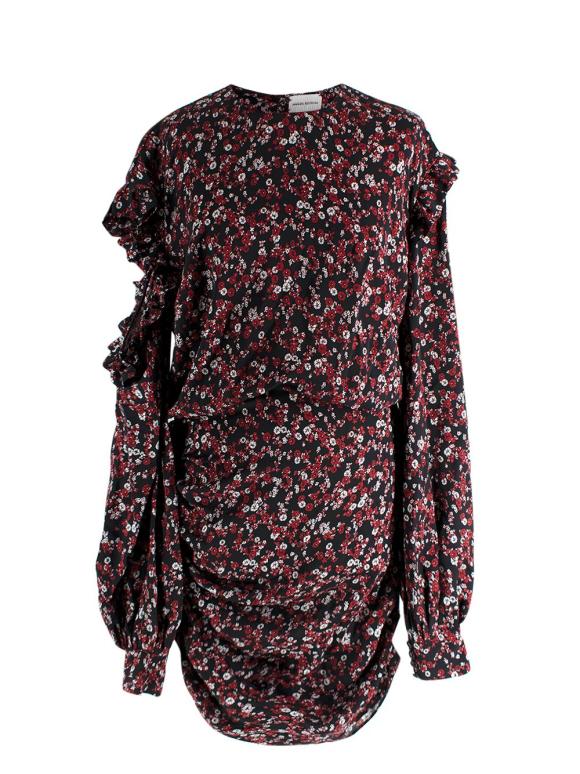 Magda Butrym Ditsy Floral Print Cut Out Shoulder Dress