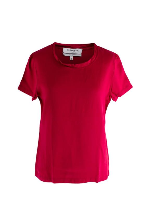 Yves Saint Laurent Ruby Red Silk T-Shirt