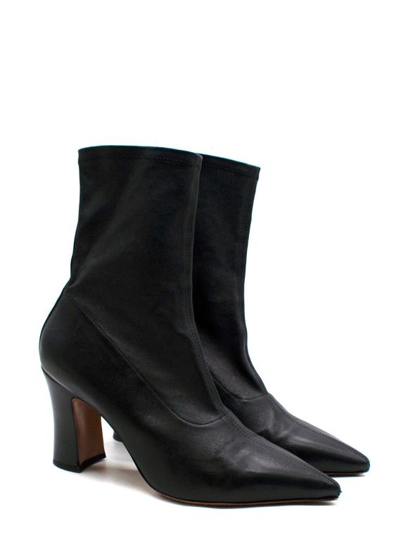 Dries Van Noted Black Leather Pointed Toe Ankle Boot