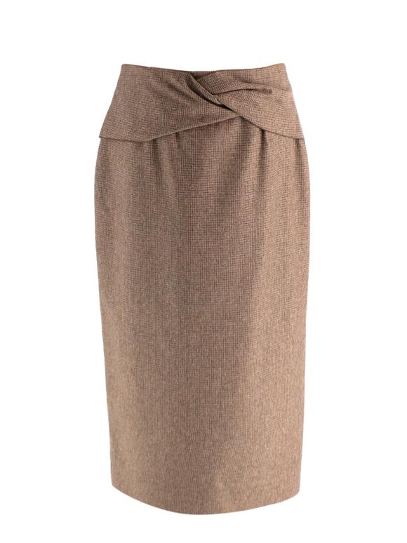 Rochas Brown Wool Midi Skirt